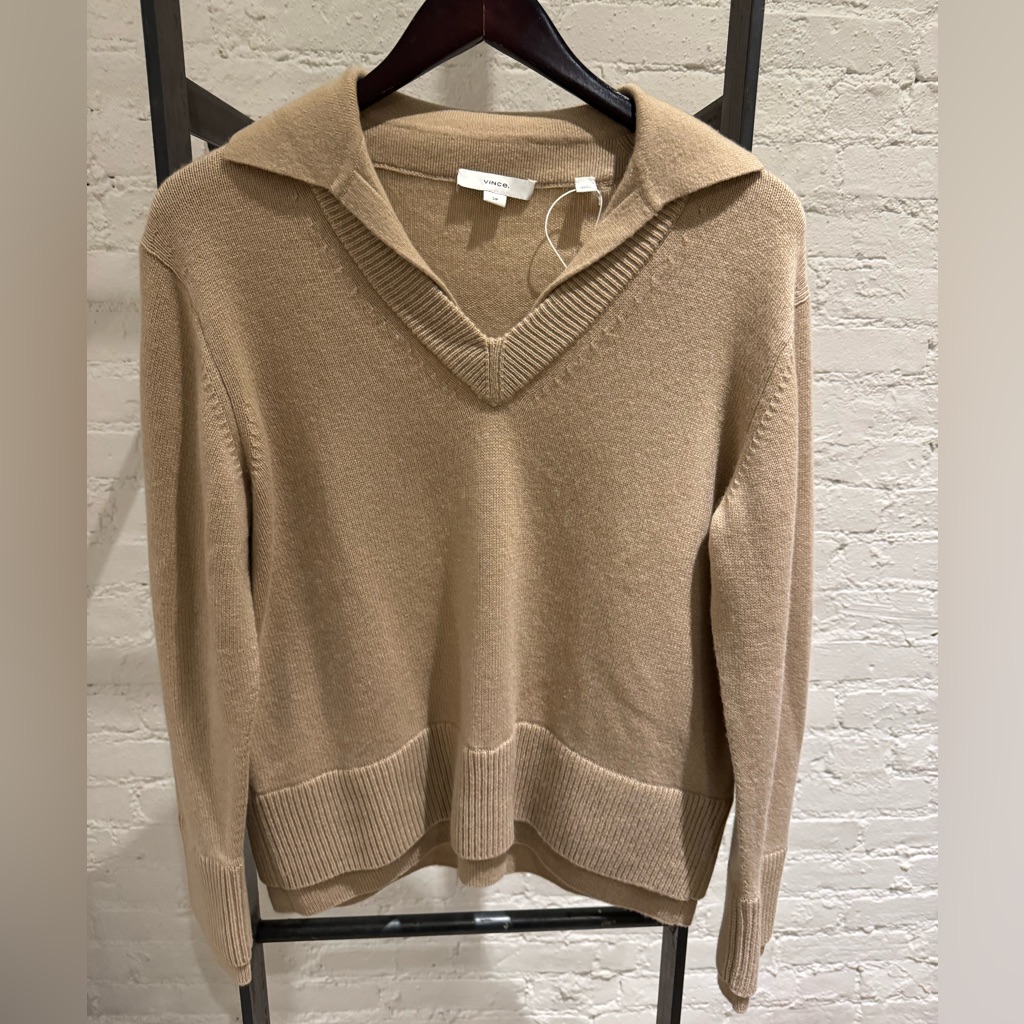 Nwt Vince Double Layer Wool & Cashmere Sweater, Color: Camel, Size: Small